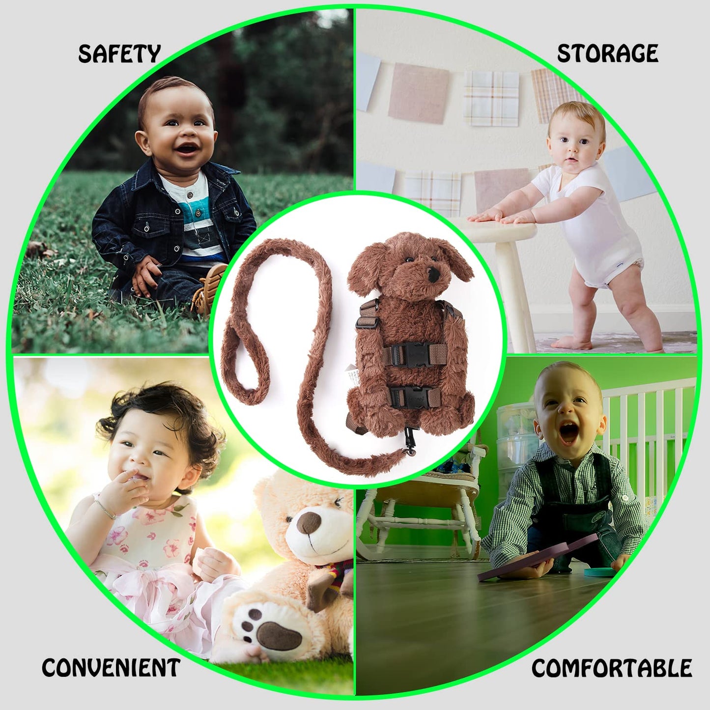 2 in 1 Naughty Dog Toddler Backpack Harness with Safety Leash for Children’s Walking Toddler Leash for 1-3 Years Old Boys and Girls
