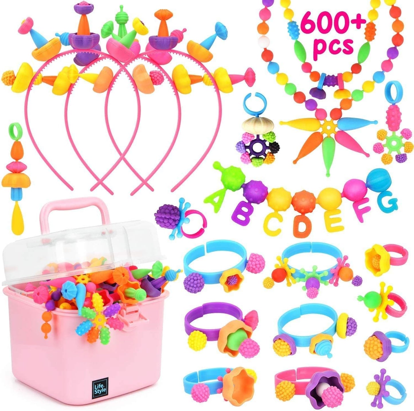 NIDOOT 550Pc+ Pop Beads Jewelry Making kit for Girls 4-6, Arts and Crafts for Kids Ages 4-8, Toys for 4 5 6 Years Old Girl Birthday Christmas Gifts Ideas, Bracelet Necklace Ring Snap Bead Set