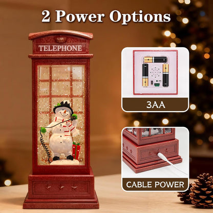 Christmas Snow Globes Lantern, Church and Christmas Tree Christmas Decorations Indoor, 6H Timer Battery & USB Powered Light Up Musical Snow Globes for Kids Women Adults Gift Thanksgiving Home Decor
