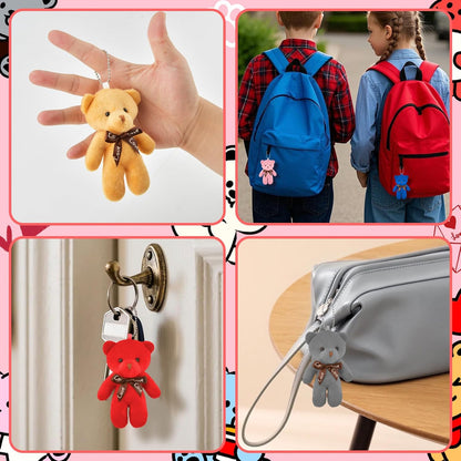 24 Pcs Valentine's Day Gift Mini Plush Bear Toys with Bear-Shaped Cards, 4.7 Inch Stuffed Animal Dolls for Keychain DIY, Kids Classroom Birthday Party Favors Classroom Exchange Prize Supplies