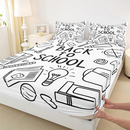 Chemistry Bed Sheets for Kids Teens Girls Boys,Chemical Experiment Fitted Sheet Twin,Science Themed Sheets for Math Lovers,Chemistry Lab Bedding Set,White and Black