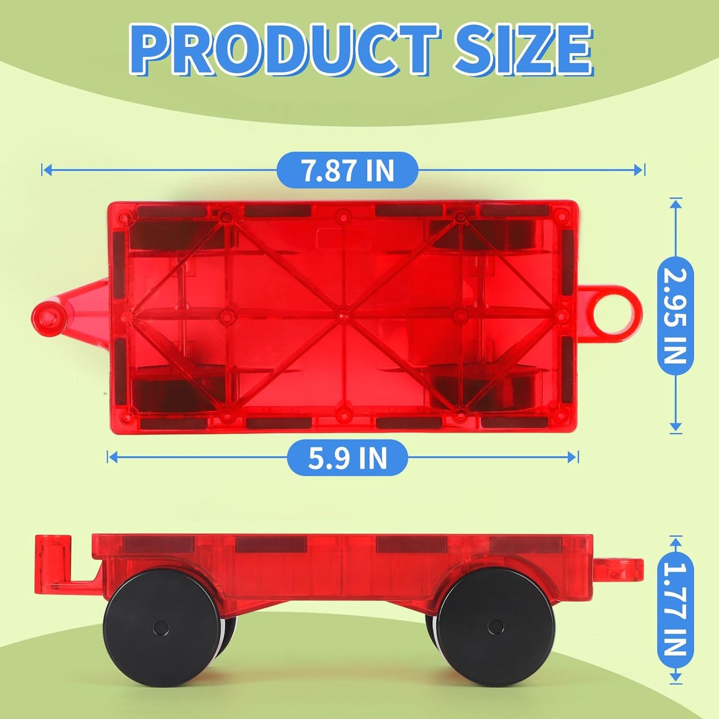 Mruikeny Magnetic Tiles Cars Construction Set - 4 PCS Magnetic Tiles Magnet Bricks Truck Sensory Toys, Educational Magnet Cars Set Building Blocks for 3 4 5 6 7 8+ Year Old Girls Boys