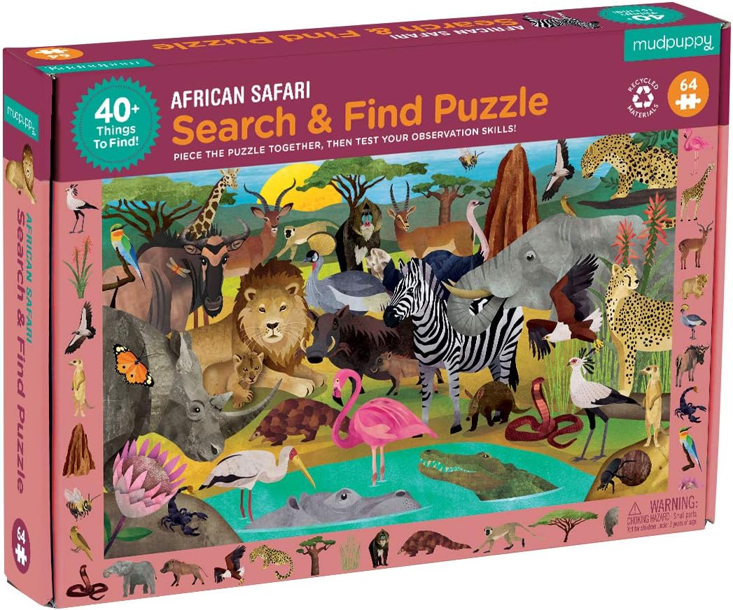 Mudpuppy Rainforest — 64 Piece Search & Find Puzzle Jigsaw Puzzle Featuring Diverse and Exotic Rainforest Animals and Over 40 Hidden Images to Find for Ages 4+