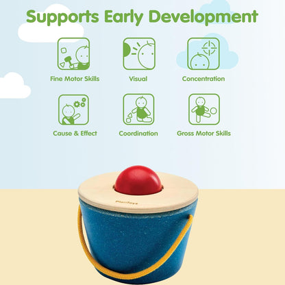 PlanToys® Geo Sorting Bucket | Wooden Shape Matching Toy for Toddlers 12M+ | Montessori Educational Sorting Toy with 3D Blocks | Develops Shape Recognition, Problem-Solving & Fine Motor Skills