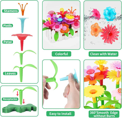 CENOVE Birthday Toys Gifts for 3 4 5 Years Old Toddler Girls Boys,Flower Garden Building Toy STEM Educational Activity Preschool Easter Gift for Kids Age 2-4 Easter Basket Stuffers(130 Pcs)