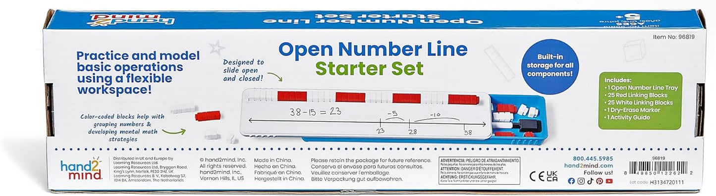 hand2mind Open Number Line Starter Set, White Board Dry Erase Number Lines for Students, Teaching Addition and Subtraction, Educational Math Manipulatives, Classroom Supplies for Teachers Elementary