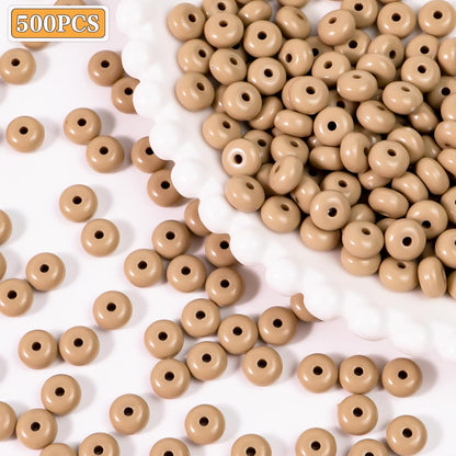500PCS 8mm Acrylic Lentil Beads, White Abacus Beads Loose Beads for Crafts, Acrylic Spacer Beads for Jewelry Bracelet Necklace Making, Beads for Pens Charms Crafts, Small