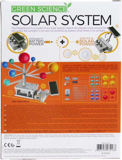 4M: Green Science: Solar System - DIY Motorized Rotating Planetarium Model, Solar & Battery Hybrid Power, STEM Building & Activity Set, Kids Ages 5+