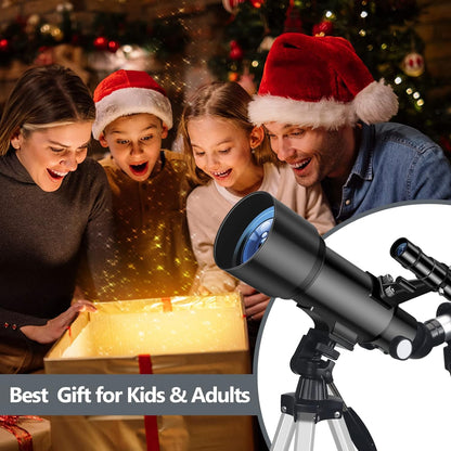 Telescope for Adult, 70mm Aperture 400mm Portable Telescope with Tripod, Finder Scope, Phone Adapter, Carrying Bag, Astronomical Refractors Telescopes for Kids Beginners Adults (White)