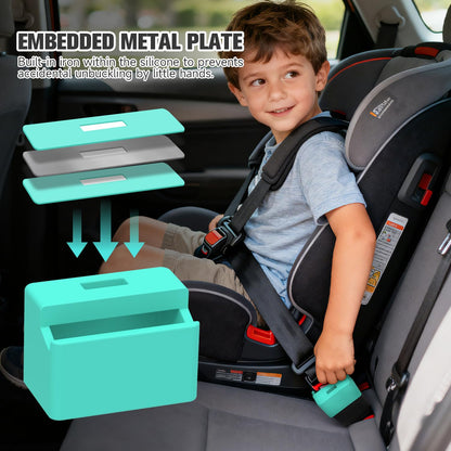 Morlike Silicone Seatbelt Secure Buckle Safety Cover Lock | Keep Children Safe in Car Seat and Prevent Kids from Accidentally Unbuckling | Buckle Guard Fits Almost Vehicles (red,2PACK)