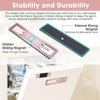 Clean Dirty Magnet for Dishwasher, Premium Stainless Steel, Dirty/Clean Speckled Design, Durable Magnet & Clear Indicators with Extra Tape (Silvery-Gray-01)