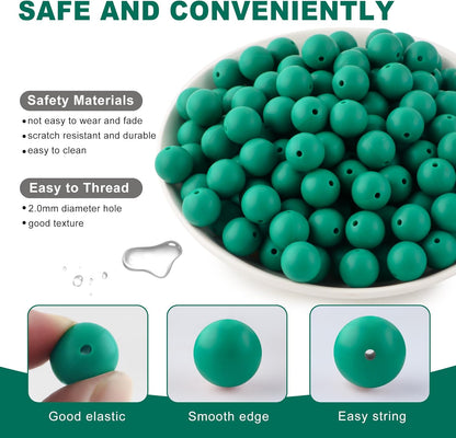 65Pcs 19mm Silicone Beads for Keychain Making Bracelet Necklace, Bulk Round Silicone Beads for Pens（Christmas Green） - Colors B