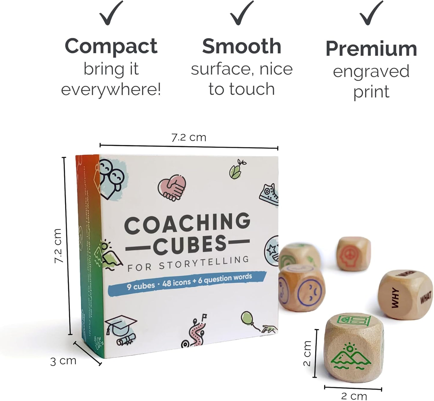 metaFox Coaching Cubes for Storytelling - Engage, Learn and Grow - Mindfulness Dice use as Therapy Materials, School Counselor Supplies, Learning Resources Cubes and Indoor Games for Adults