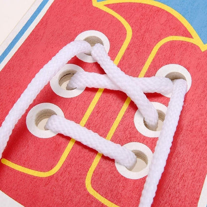 Shoe Tying Practice, Wooden Learn to Tie Your Own Shoes Threading Lacing Shoes Training Early Learning Kits, Decorative Accessories