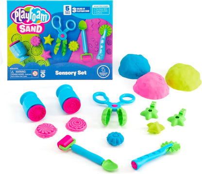 Educational Insights Playfoam Sand Sensory Set - Non-Toxic Play Sand Toys for Toddlers, Squishy Sensory Bin Filler for Home or Preschool Classroom, Moldable Crafting Compound, Kids Ages 3+