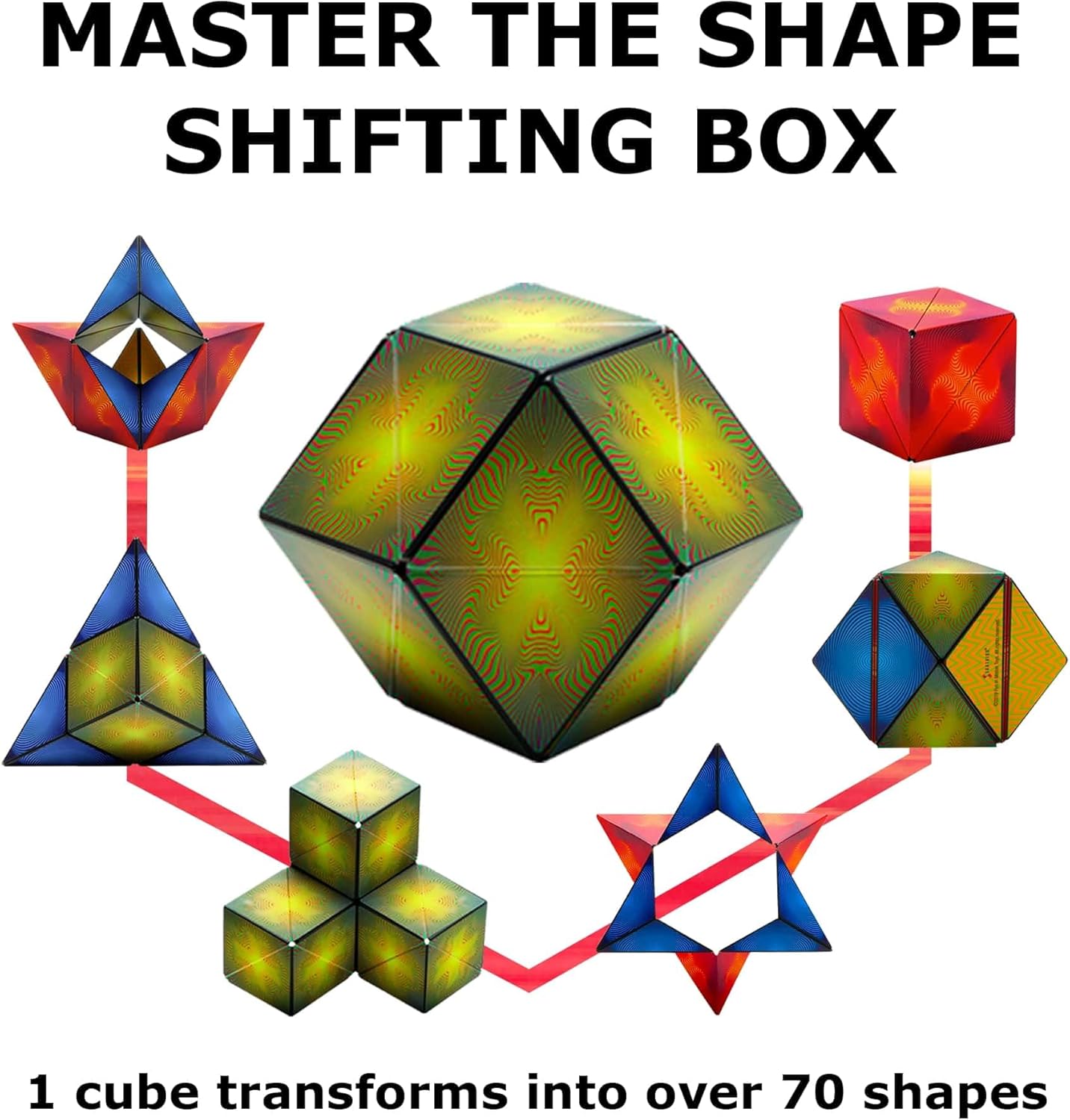 Shashibo Shape Shifting Box - Award-Winning STEM Fidget Toy with Ultra Strong Magnets - Puzzle Cube Transforms Into 100+ Shapes, Perfect Sensory Gift for Kids, Teens, and Adults (Blue Planet)