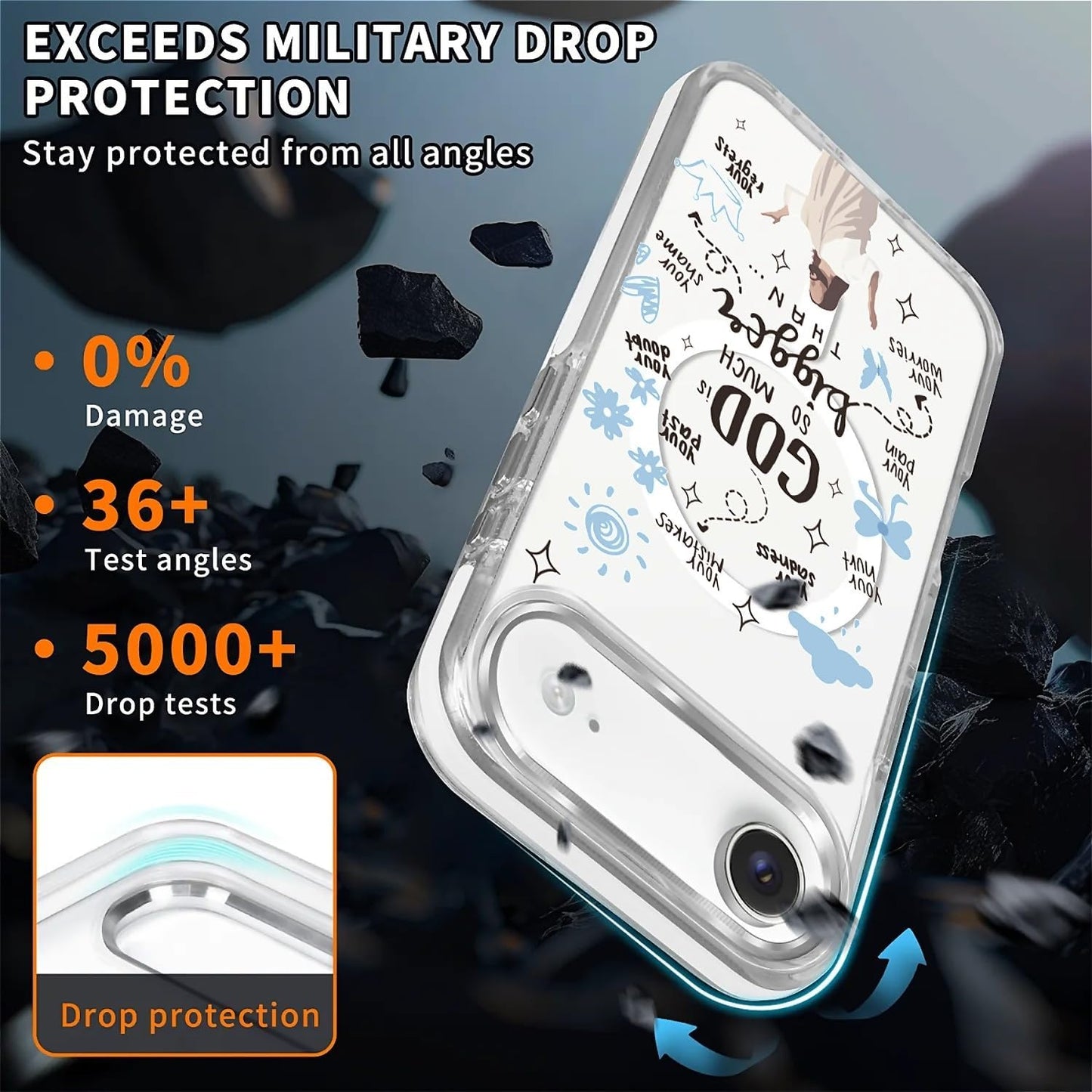 for iPhone 17 Pro Max Case [Compatible with Magsafe],Girls Women Clear Magnetic Case Silicone Shockproof Protective Cover with Pattern Colorful Motivational Letters