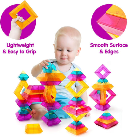 30-Piece Building Blocks Set for Kids - STEM Preschool Learning Activities Ages 3-6 Years Old, Light Table Compatible Educational Stacking Toys