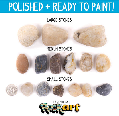 Made By Me Rock Art Kit, Rock Painting Arts and Crafts Kit, Includes 3 Pounds of Rocks and 12 Paints, Great Summer Activity or Birthday Party Fun, Perfect Outside Craft Idea for Kids Ages 6, 7, 8, 9