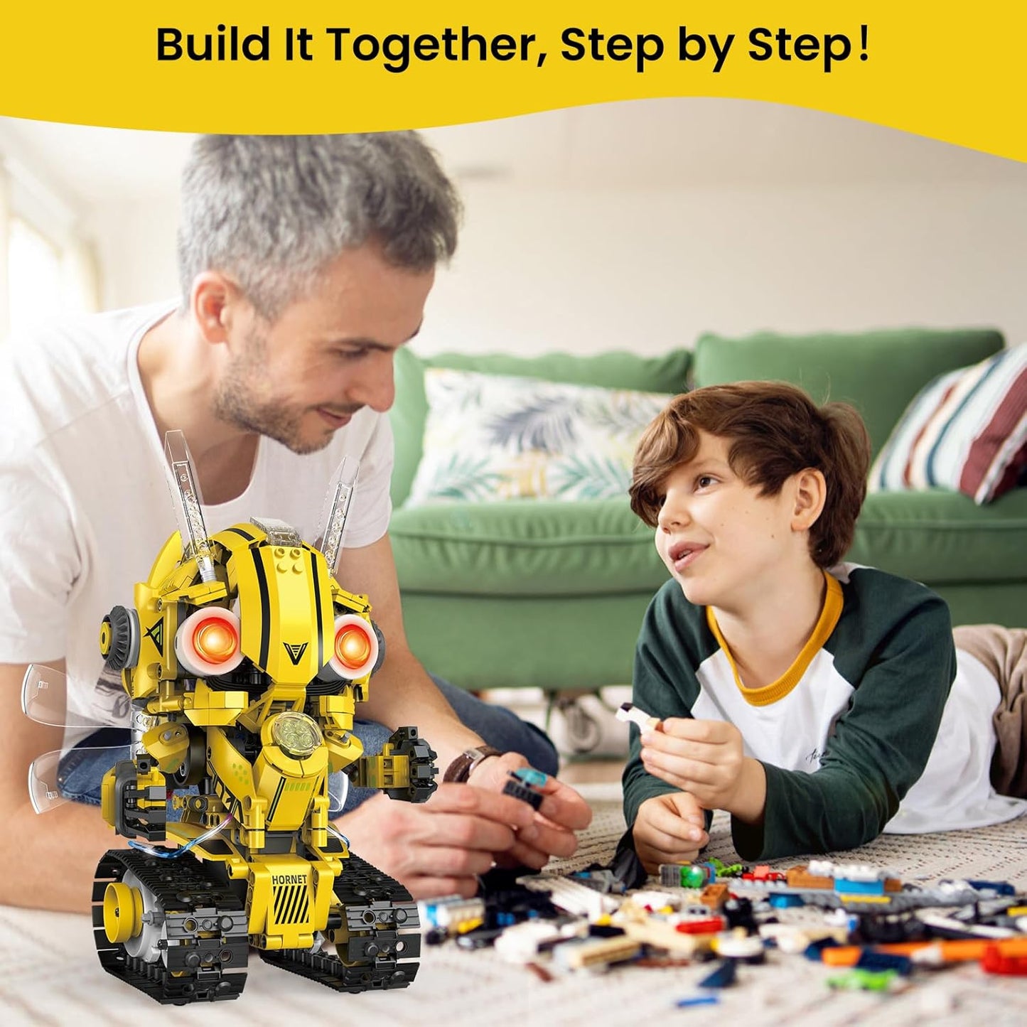 HPROMOT 5-in-1 STEM Robot Building Kit for Kids Ages 6-16, Remote & App Controlled, Rechargeable Engineering Learning DIY Coding Toy, Educational Building Blocks Gift for Girls & Boys (603 PCS)