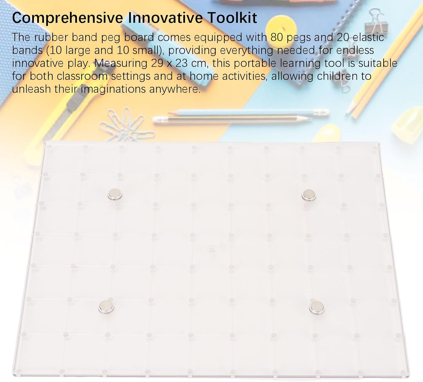 Geoboard with 80 Pins Educational Rubber Band Peg Board for Classroom Home Learning for Kids Sturdy Construction