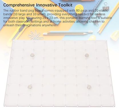 Geoboard Geometry Board, Plastic Double Sided 80 Pins Multifunctional Coordinate Pegboard Educational Peg Board Manipulative Geoboard for Home Classroom