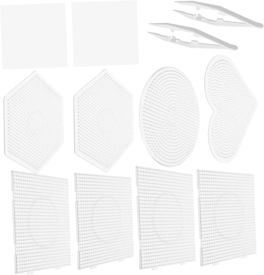 DIY Plastic Pegboards Set for Boys and Girls 16pcs Multi-Function Fuse Beads Board Small Craft Template for Creative Learning and Fun Activities