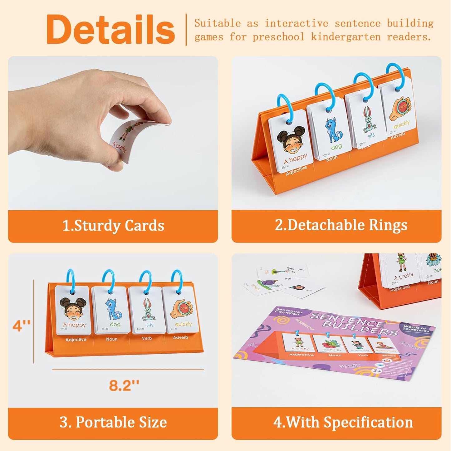 Alened Phonics Flash Cards for Kids 3-8, Sight Words Flash Cards for Kindergarten 1st 2nd 3rd Grade, CVC CVCC CCVC Word Builder, Homeschool & Classroom Phonics Learning Supplies