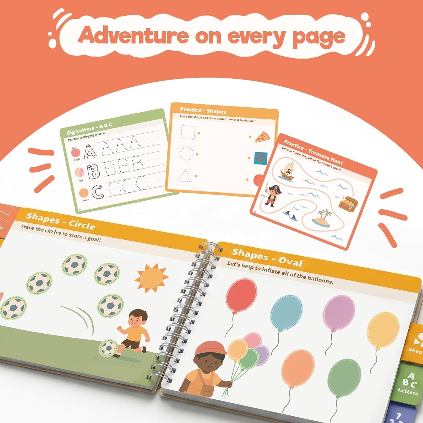 inamio Tracing Book for Kids Ages 3-5 - ABC Preschool Learning Activities, Reusable Handwriting Workbook, Childrens Busy Books for Pen Control - Alphabet & Letter Handwriting Practice for Kids
