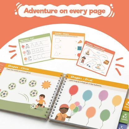 inamio Tracing Book for Kids Ages 3-5 - ABC Preschool Learning Activities, Reusable Handwriting Workbook, Childrens Busy Books for Pen Control - Alphabet & Letter Handwriting Practice for Kids