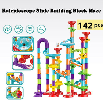 50 PCS Marble Toy Premium Set,STEM Educational Building Block Toy,Marble Track Race Set with 15 Glass Marbles for Boys & Girls,Construction Building Blocks Toys for Kids