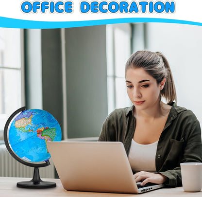 Classroom Globes Elementary, 13in Large Globe More Detailed with Countries & Capitals & State Capitals, Political Teaching Tool for Adults & Children - No Assembly Required