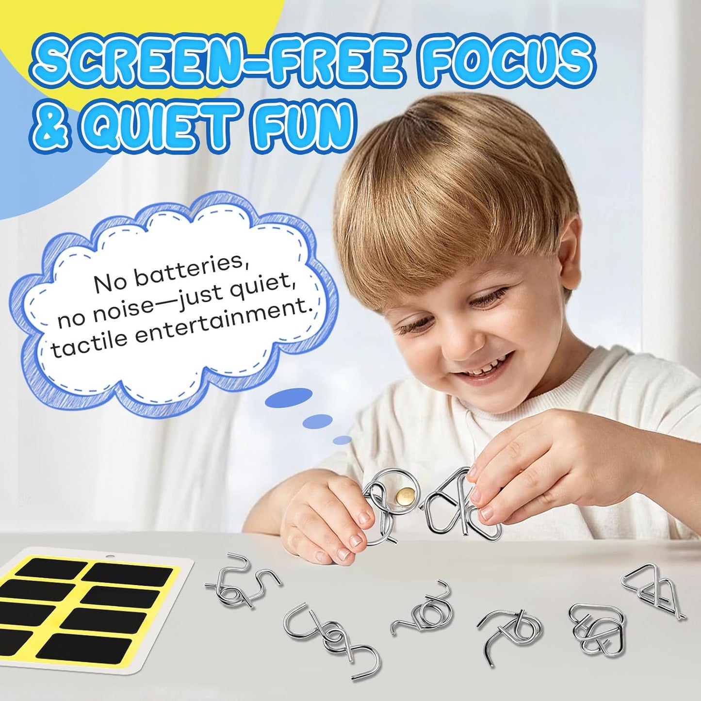Metal Brain Teaser Puzzles Ring Educational Toys, Steel IQ Games Physics Mind Metal Puzzles for Adults, Unlock Interlock Game, Brain Teaser Puzzle for Party Favor Kids (A+B+C)