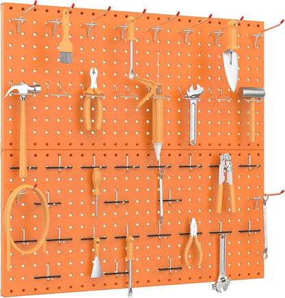 TORACK Metal Pegboard Wall Organizer 24" x 24" or 12" x 48", 70 PCS Tools Storage Pegboard for Garage Tool Organizer Pegboard with Peg Board Hooks for Workbench(Blue)