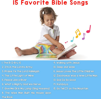 LEARNING BUGS Christian Bible Songs – 15 Songs of Faith for Little Ones, Musical Books for Toddlers, 28-Button Music Book, Musical Toys for Toddlers 1-3