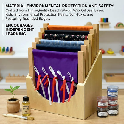 Wooden Dressing Board Stand Ideal for 6 Frames Montessori Toy Organizer Beechwood Clothing Frame Holder Ideal for Toddler Learning Storage