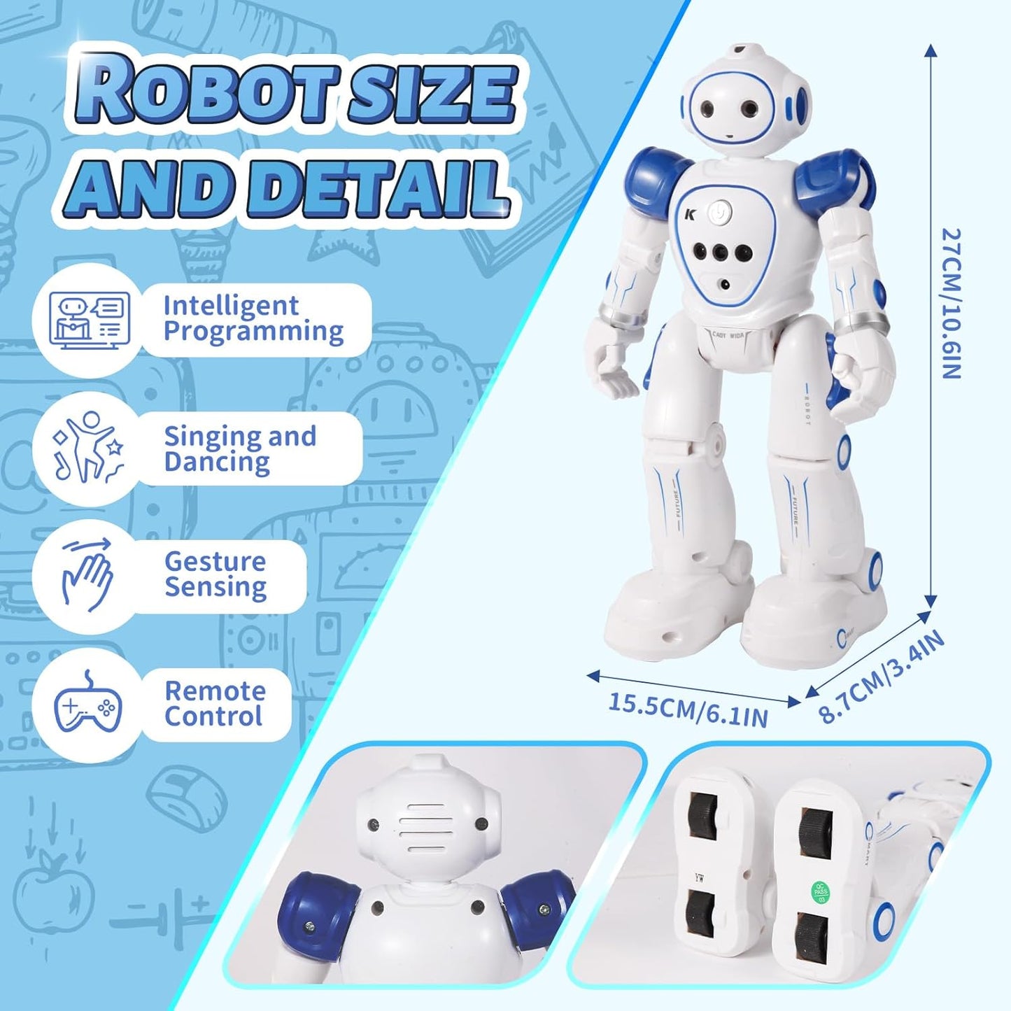 Robots Toy for Kids with Wireless Remote Control and Gesture Sensing, Programmable Walking Singing and Dancing Robots, Easter Gifts Birthday Gifts for Kids Aged 3 4 5 6 7 8 9 Year Old