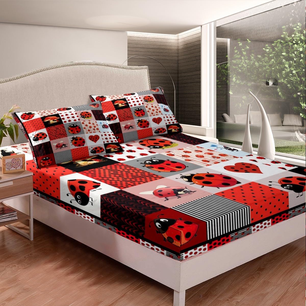 Drum Kit Fitted Sheet,Full Size Rock Music Collections Musical Instruments Theme,Soft Decorative Fabric Bedding Deep Pocket for Children Teens Young Boys Girls,with 2 Pillowcases