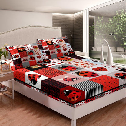 Drum Kit Fitted Sheet,Full Size Rock Music Collections Musical Instruments Theme,Soft Decorative Fabric Bedding Deep Pocket for Children Teens Young Boys Girls,with 2 Pillowcases