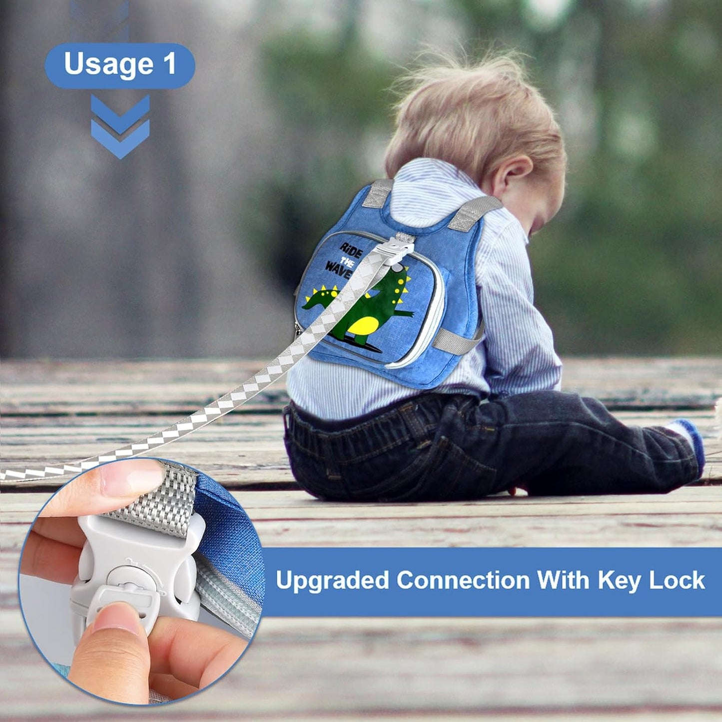 Accmor Toddler Harness Leash + Reflective Anti Lost Wrist Link, Cute Car Kids Back Pack with Hand Strap Collapsible Child Walking Restraint Belt Tether Hold Baby Boys Close for Outdoor Travel