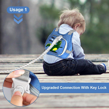 Accmor Toddler Harness Leash + Reflective Anti Lost Wrist Link, Cute Car Kids Back Pack with Hand Strap Collapsible Child Walking Restraint Belt Tether Hold Baby Boys Close for Outdoor Travel