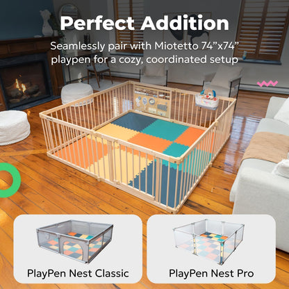 MioTetto Baby Play Mat, Soft Foam Floor Tiles for Kids. Adjustable Interlocking Foam Tiles, Fits with 50x50 Playpen Baby mat for Crawling & Development, Safe & Non-Toxic Playmat for Babies 6-12 Months