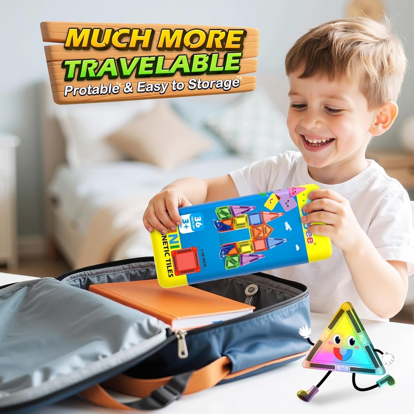 Soyee Magnetic Tiles Toddler Toys Travel Essential Games Magnet Building Blocks STEM Sensory Educational Toys for 3 4 5 6 7 8+ Year Old Boys Girls Christmas Birthday Gifts