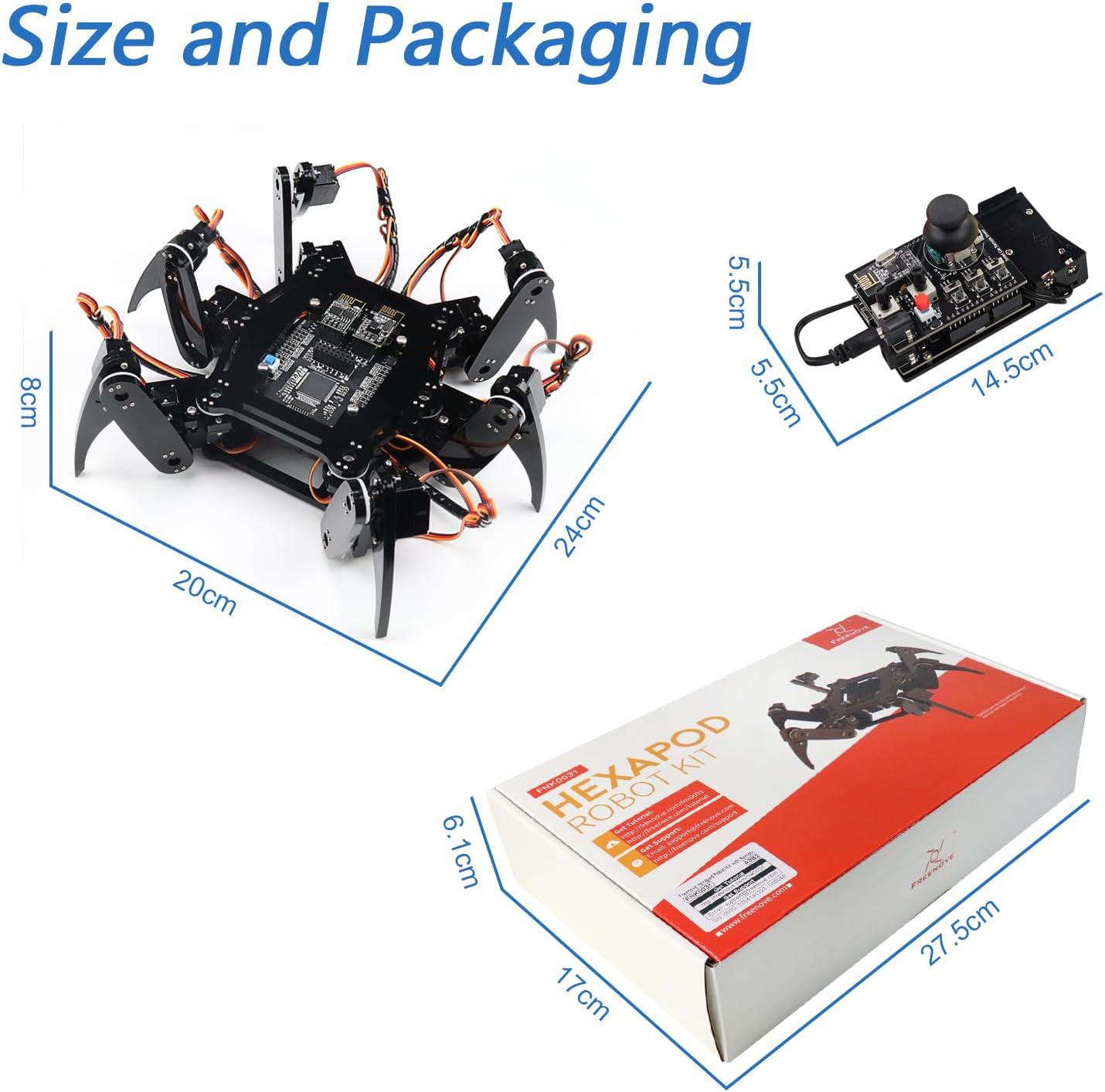 FREENOVE Hexapod Robot Kit with Remote (Compatible with Arduino IDE), Walking Crawling Twisting, App Remote Control, Servo STEM Project