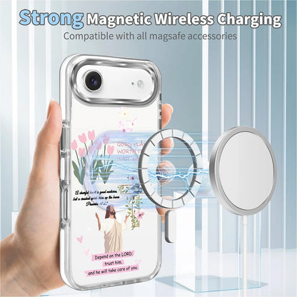for iPhone 17 Pro Max Case [Compatible with Magsafe],Girls Women Clear Magnetic Case Silicone Shockproof Protective Cover with Pattern Colorful Motivational Letters