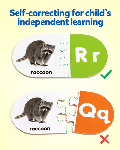 Coogam Learning Alphabet Matching Game, 36pcs Self-Correcting Sight Words Letter Number Cards, Fine Motor Educational Montessori Toy for Preschool Kindergarten 3 4 5 Years Old