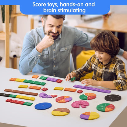 TOMMYHOME Magnetic Fraction Tiles for Kid's Maths Classroom Toys.Standing Teaching aids for Primary classrooms.Help Kids Learn Fractions (R+Rectangular)