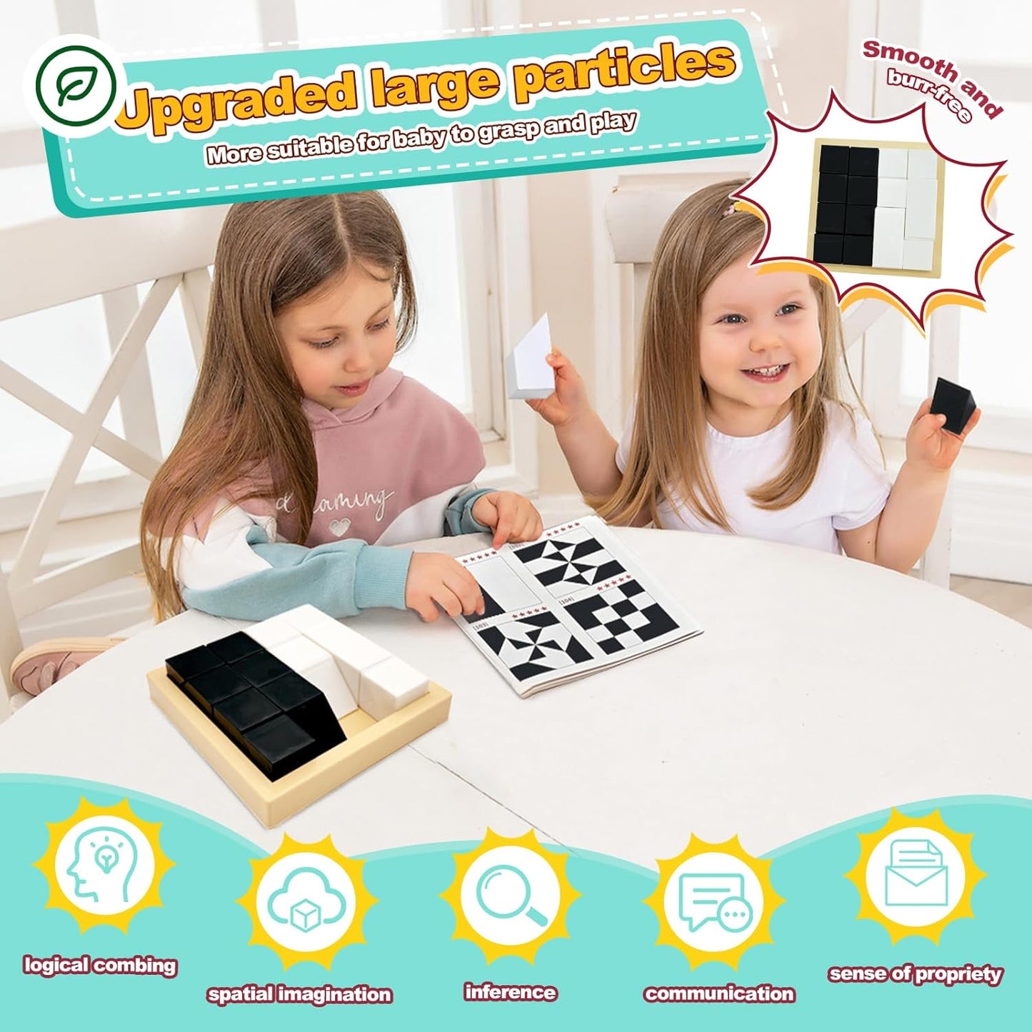 3D Hidden Blocks Puzzle with 120 Challenge Cards - Brain Teaser Logic Game for Kids Adults, Spatial Thinking Montessori Toy with Storage Tray