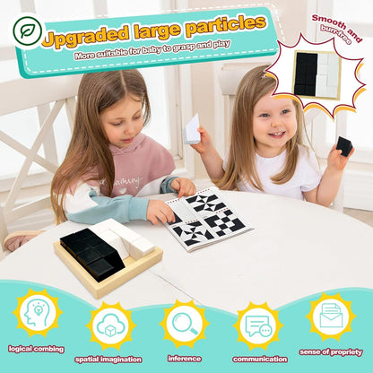 3D Hidden Blocks Puzzle with 120 Challenge Cards - Brain Teaser Logic Game for Kids Adults, Spatial Thinking Montessori Toy with Storage Tray