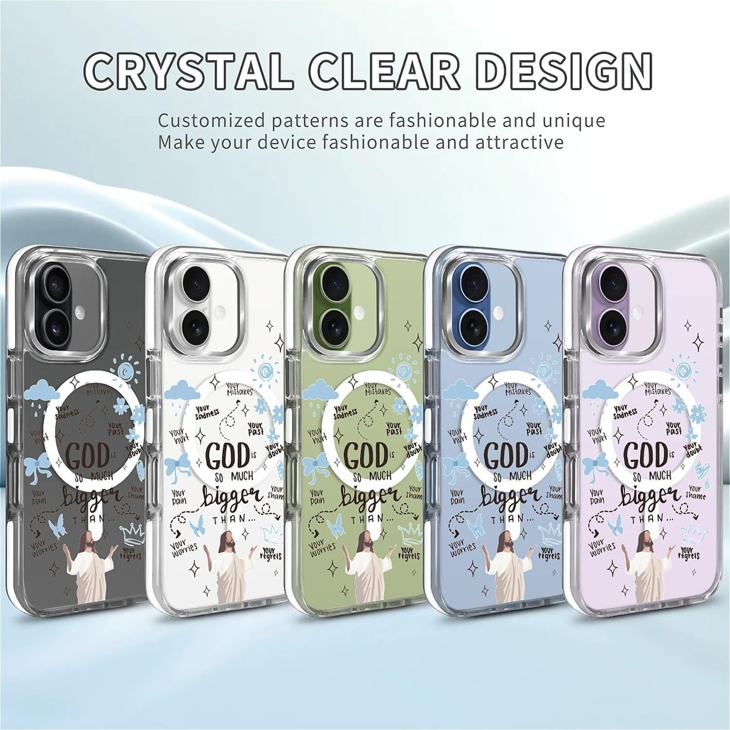 for iPhone 17 Pro Max Case [Compatible with Magsafe],Girls Women Clear Magnetic Case Silicone Shockproof Protective Cover with Pattern Colorful Motivational Letters